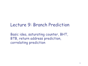 Lecture 9: Branch Prediction