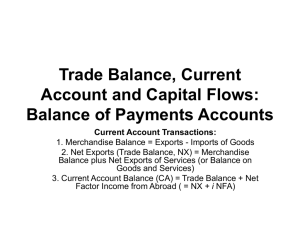 Trade Balance, Current Account and Capital Flows: Balance of