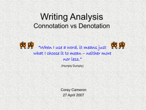 Writing Analysis Connotation vs Denotation