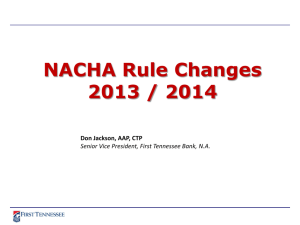 2014-05-16 payCLT – NACHA Rule Update