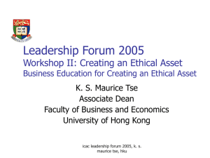 Content A. Objectives of business ethics education