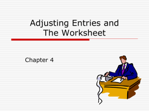 Chapter 4 - Adjusting Entries and The Worksheet