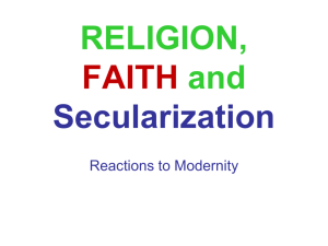 Religious Responses to Modernity: Secularization, Adaptation or