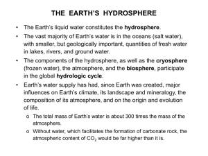 THE EARTH'S HYDROSPHERE