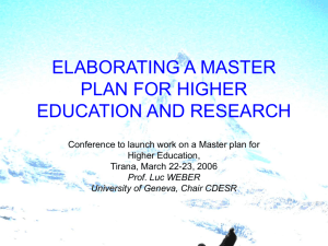 elaborating a master plan for higher education and research