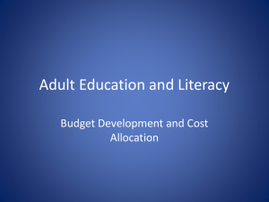 Adult Education and Literacy Budget Development and Cost