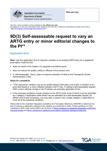 9D(3) Self-assessable request to vary an ARTG entry or minor
