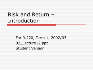 Risk and Return – Introduction