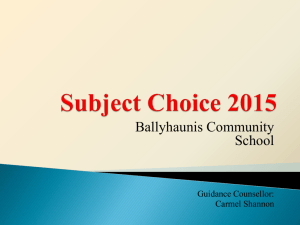 Subject Choice 2015 - Ballyhaunis Community School