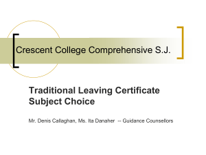Subject Choice 2001 - Crescent College Comprehensive SJ