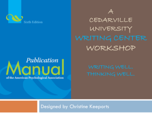 CEDARVILLE University WRITING CENTER