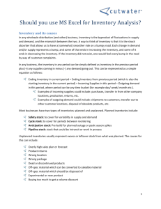 Excel for Inventory Planning - Cutwater Inventory Management