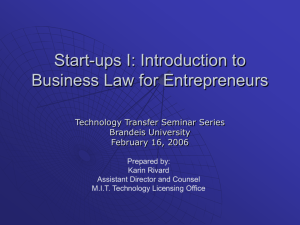 Start-ups I: Introduction to Business Law for Entrepreneurs