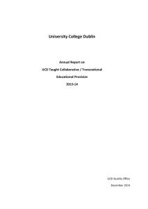 Annual Report on UCD Taught Collaborative/Transnational