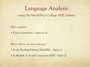 Language Analysis using the MacKillop College NEE pattern