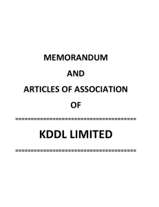 KDDL Limited - Memorandum of Association (Existing)