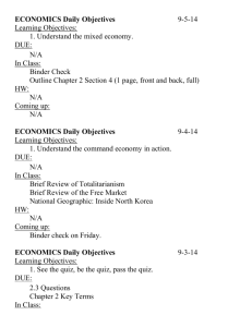 ECONOMICS Daily Objectives Fall Semester 2014-2015