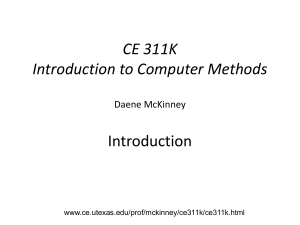 CE 311K - Intro to COmputer Methods