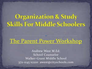 Parent Workshop Organization and Study Skills