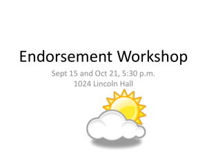 Secondary Education Endorsement WorkshopPowerpoint