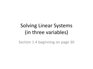 1.4 : Solving Linear Systems in Three Variables