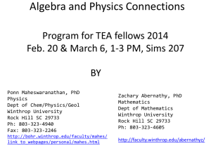 Phys and Algebra - Chemistry at Winthrop University