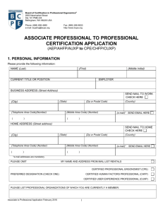 BCPE Associate to Professional Application
