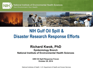 NIH Gulf Oil Spill & Disaster Research Response Efforts UNH Oil