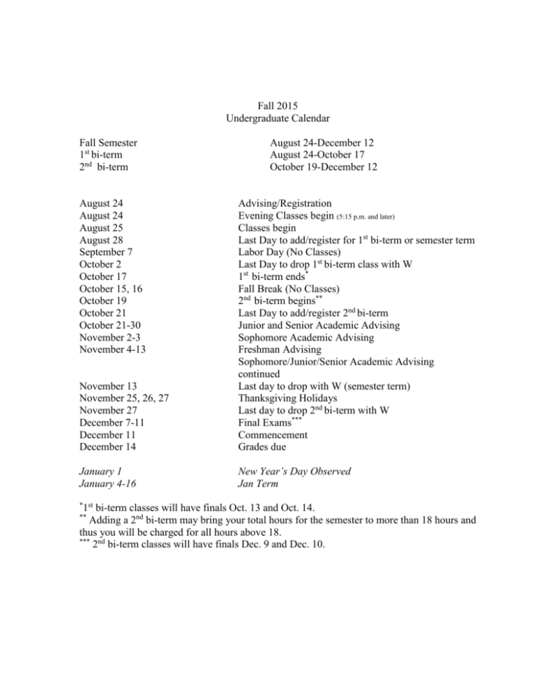 Academic Calendar
