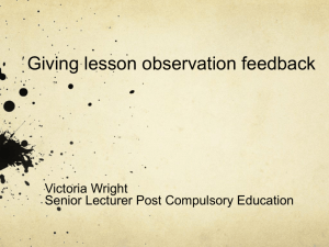 Giving lesson observation feedback