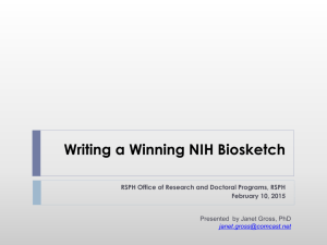 Writing a Winning NIH Biosketch - Rollins School of Public Health