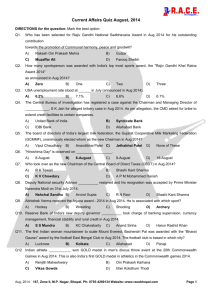 Current Affairs Quiz Aug - 2014