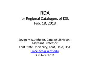 RDA for Regional Copy Catalogers