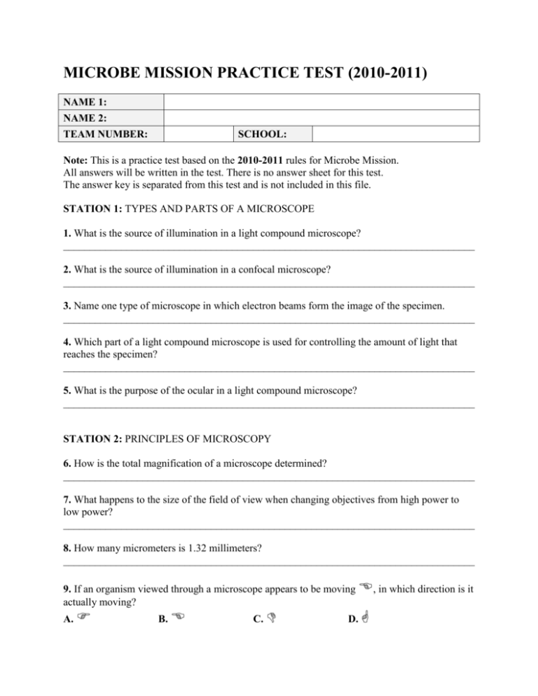 Microbe Mission Practice Test B