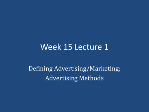 Week 15 Introduction to Marketing and ADvertising