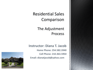 Residential Sales Comparison The Adjustment Process