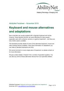 Keyboard and mouse alternatives and adaptations Nov