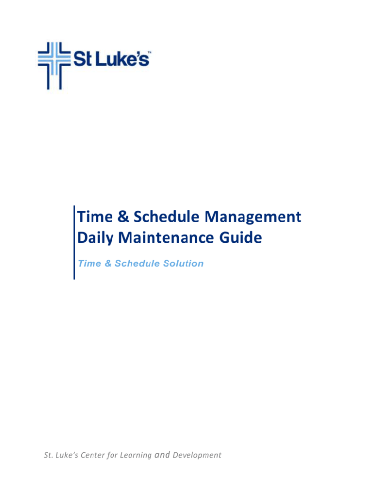 Schedule Daily Maintenance Guide