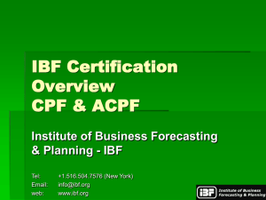 IBF Certification Overview CPF/ACPF