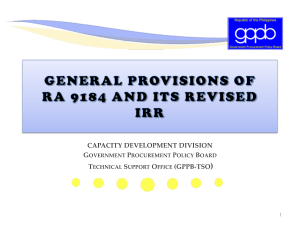 General Provisions of RA 9184 and its IRR