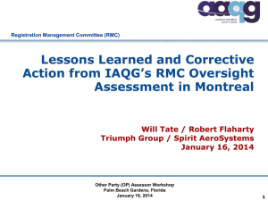 Lessons Learned from IAQG Oversight of RMC