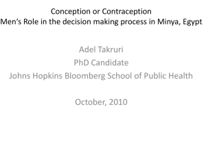Conception or contraception The role of men the decision making
