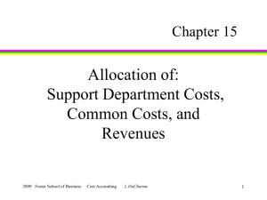 Allocation of Support Department Costs, Common Costs, and