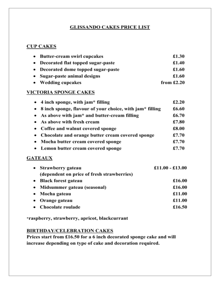 Price List In Microsoft Word Format