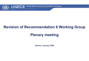 Revision of Recommendation 6 Working Group Plenary meeting Geneva