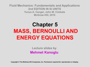 Chapter 5 – Mass, Bernoulli And Energy Equations