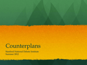 Counterplans - Stanford National Forensics Institute