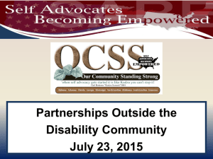 OCSS Sept 24, 2015 Partnerships Outside the Disability Community