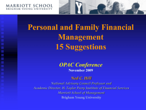 Financial Self Reliance - Brigham Young University