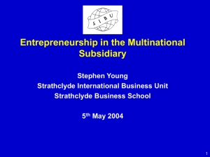 Entrepreneurship in the Multinational Subsidiary